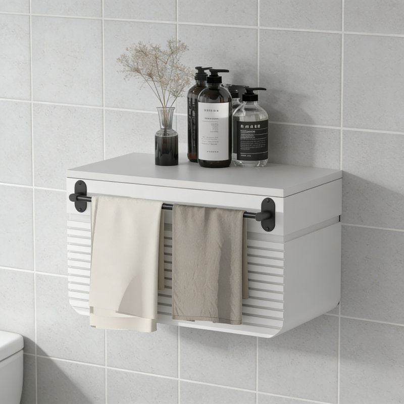 Adjustable 14.4Inch - 25.2Inch Towel Rack, Self Adhesive Wall Mounted, Matte Black
