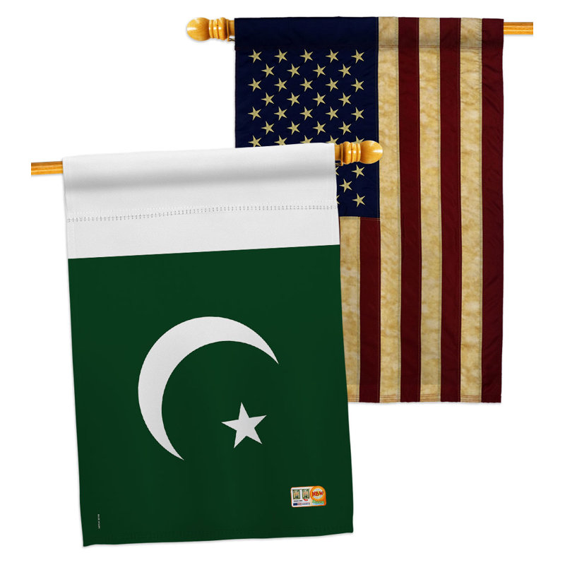 Drapeau de maison pakistanais en polyester à 2 côtés 3 pi 3 po x 2 pi 3 po