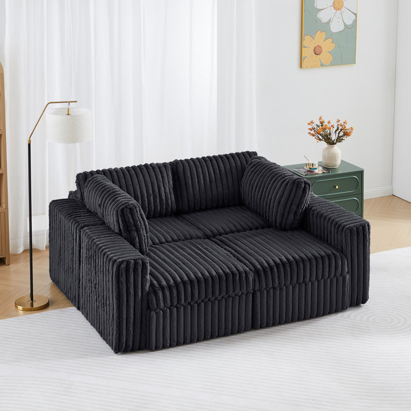 Canapé modulaire 4 places avec rangement, Similifourrure noire