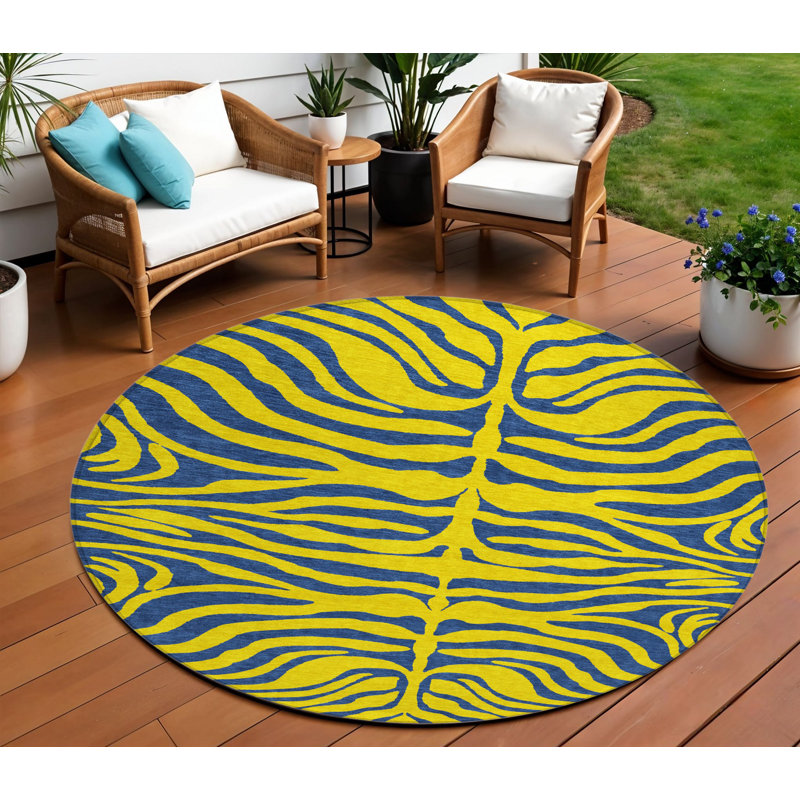 Tapis intérieur lavable 8 po jaune et bleu