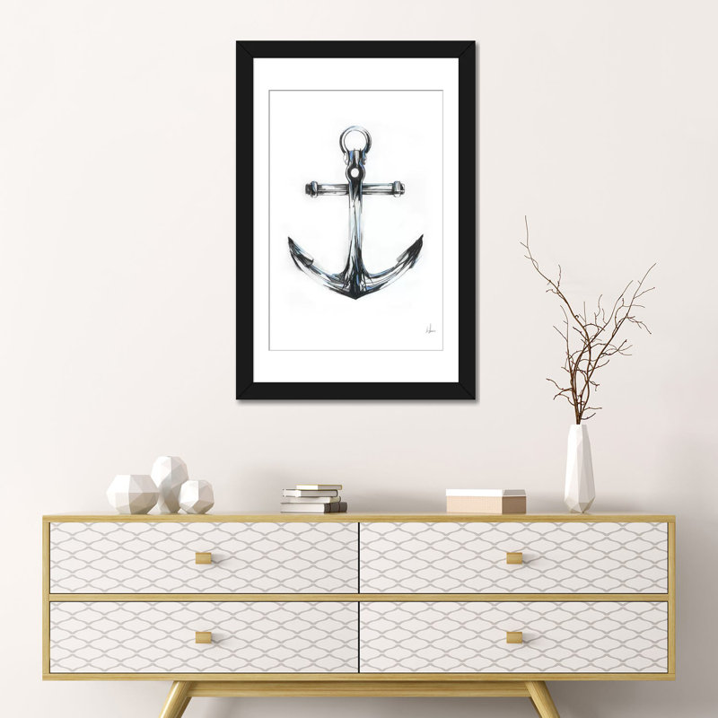 «Blue Anchor», reproduction d'art sur toile, H 24 po x l 16 po x P 1 po, Papier d'art encadré noir