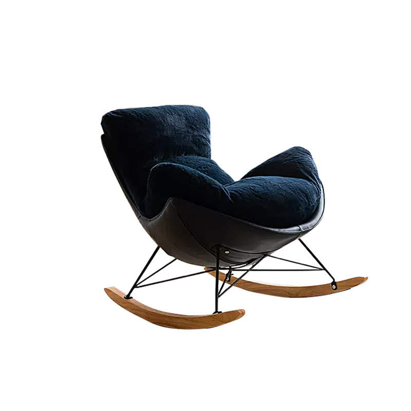 Chaise berçante moelleuse, Bleu foncé