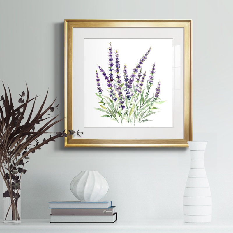 Lavande botanique I - peinture encadrée, H 17,5 po x l 17,5 po x P 1,5 po, Toile encadrée d'or