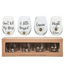 MacKenzie-Childs  Queen Bee Stemless Wine Glasses, Set of 4