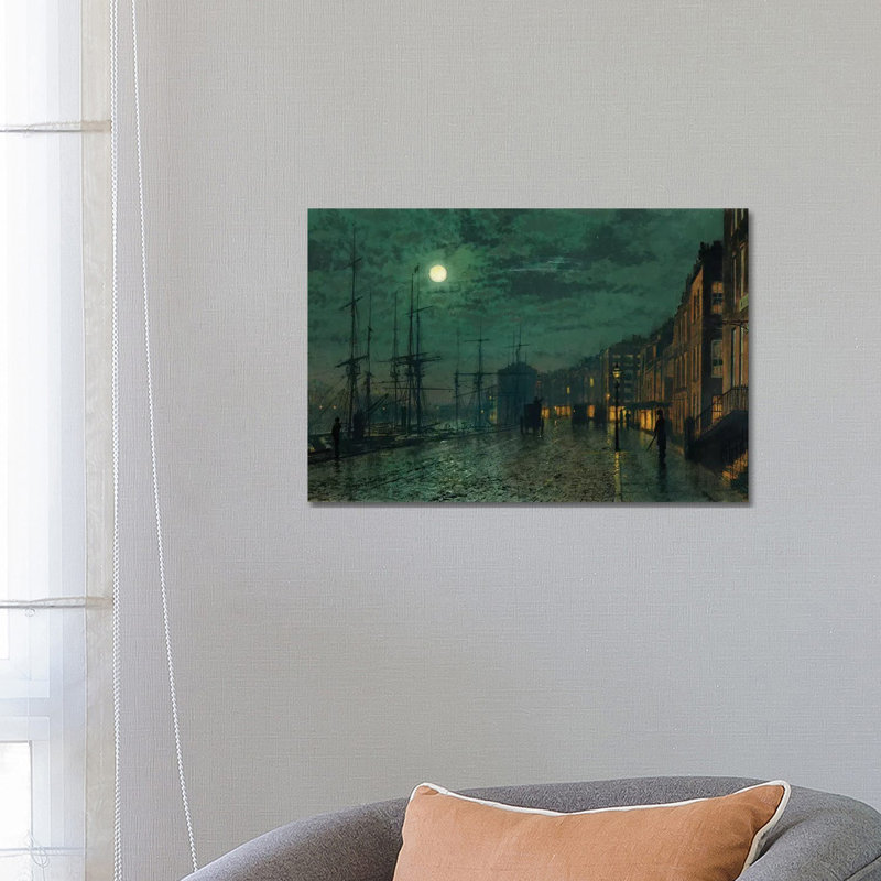 City Docks By Moonlight by John Atkinson Grimshaw - Wrapped Canvas Painting, 66.04 cm H x 45.72 cm W x 1.91 cm D