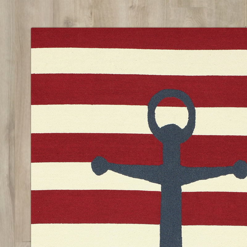 Tapis rouge à rayures Newport News, 7 pi 6 po x 9 pi 6 po