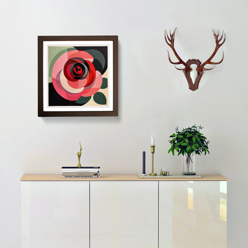 Rose Bauhaus - Single Picture Frame Print on Wood, Walnut