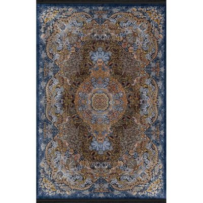 Tapis décoratif multicolore bleu marine