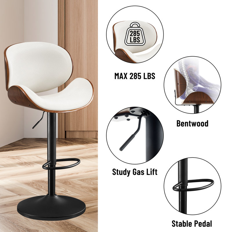 Modern Adjustable Swivel Barstools, White
