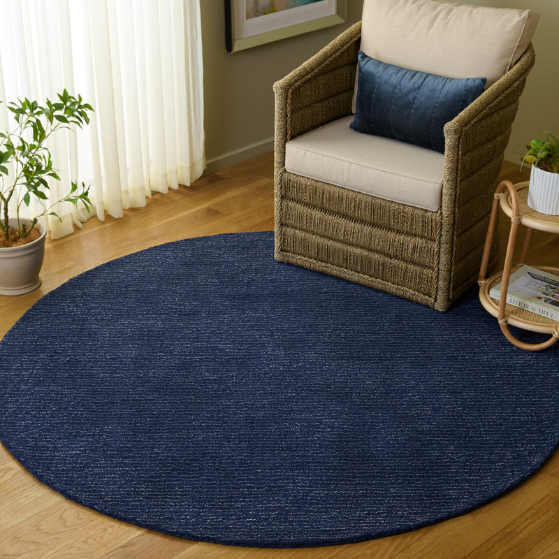 Laine abstraite touffetée à la main; Tapis d'intérieur en coton, Rond 6 pi