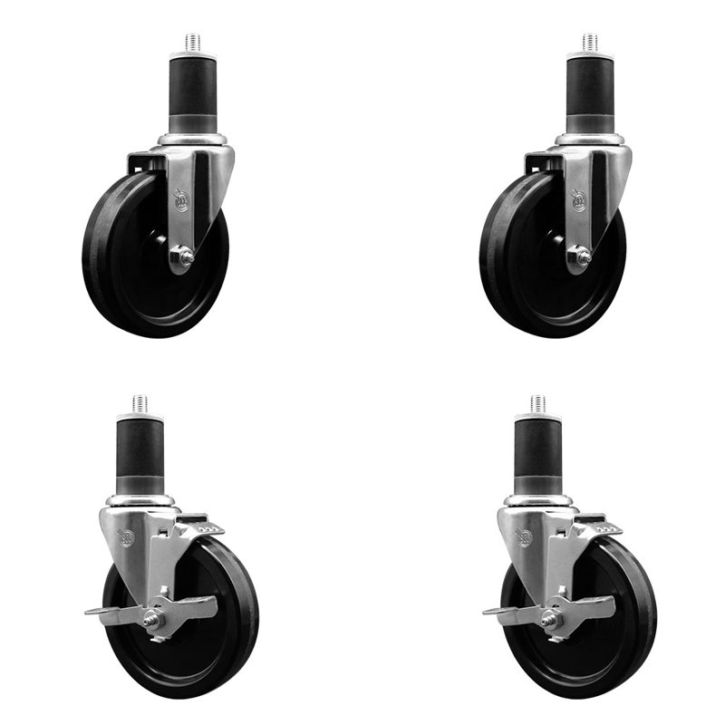 Ensemble de roulettes phénoliques pivotantes à roue pivotante 1-5 / 8 pouces 2 freins SCC