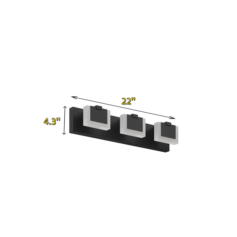 Applique murale moderne à hauteur réglable 3 lumières, H 3,5 po x l 22 po x P 4,3 po, Trois lumières