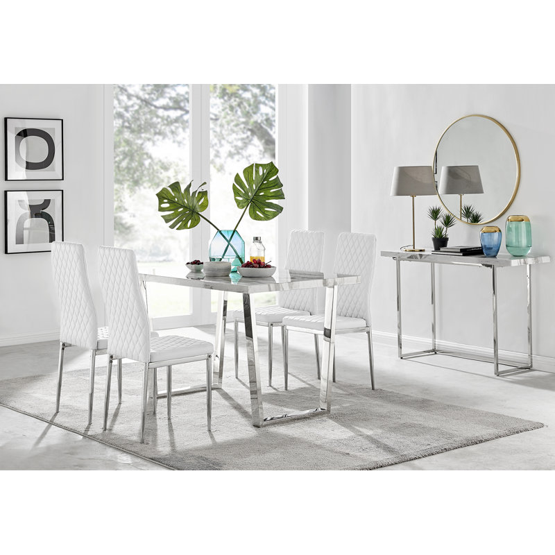 Ensemble repas pour quatre personnes, Blanc / argent