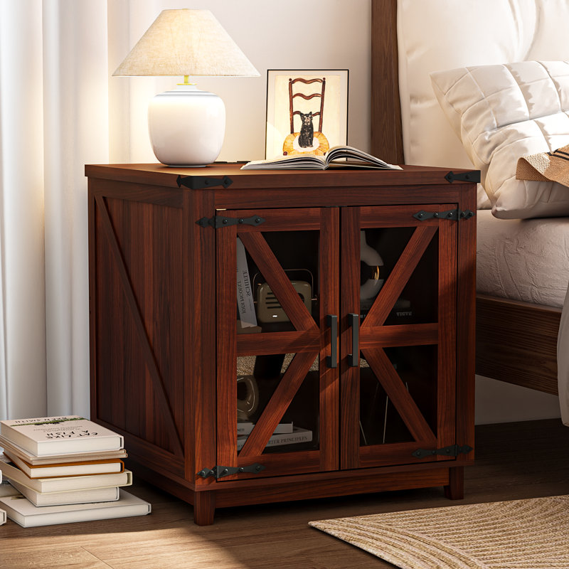 Table de bout avec station de charge, Plateau brun / base brune