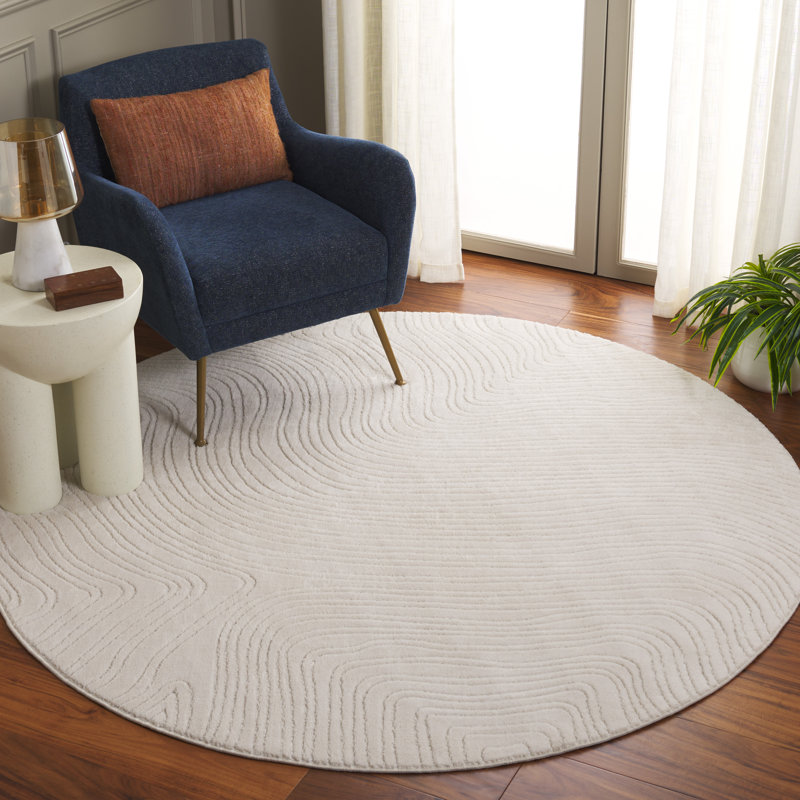 Derenik Performance Machine Washable Abstract Rug, Round 6'