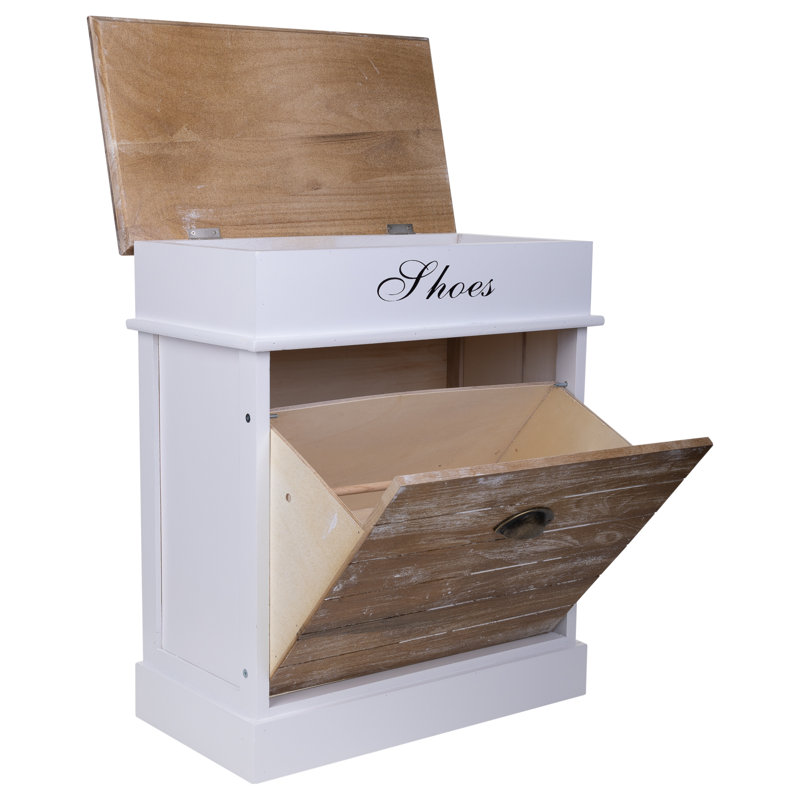 4 Pair Shoe Rack, Brown/White