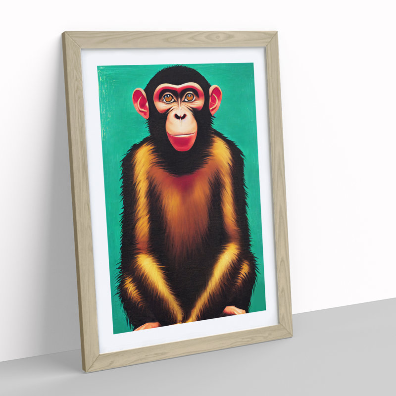 The Wonderful Monkey - Framed Print, Oak, 46cm H x 34cm W x 2cm D