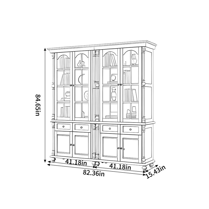 Bibliothèque de style français avec rangement fermé