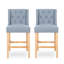 Ensemble de 2 tabourets de comptoir rembourrés avec dossier capitonné, siège rembourré et pieds en bois naturel, design moderne élégant pour îlot de cuisine, bar ou salle à manger, bleu clair-243622841-243622847