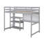Lit mezzanine en bois avec tablettes, bureau et tableau d'écriture - Gris-1219920987