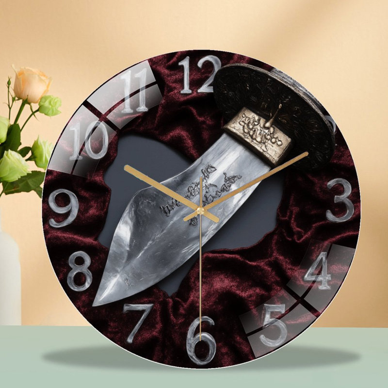 Horloge murale moderne en verre 12 po Dagger On