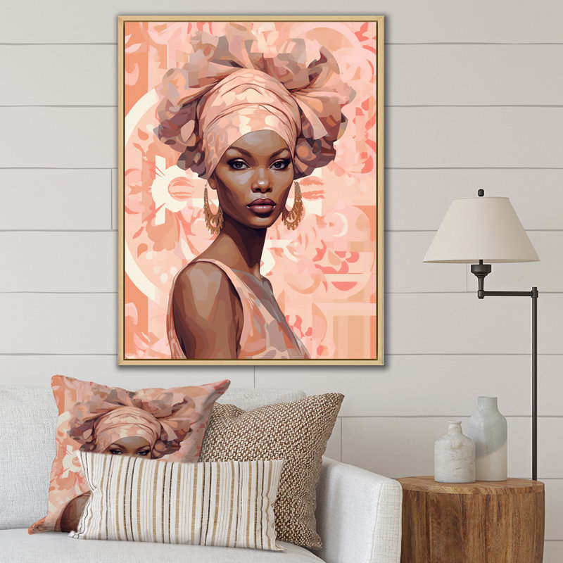 Vogue rétro mode afro-américaine beauté I, Cadre naturel flottant, H 40 po x l 30 po x P 1,5 po