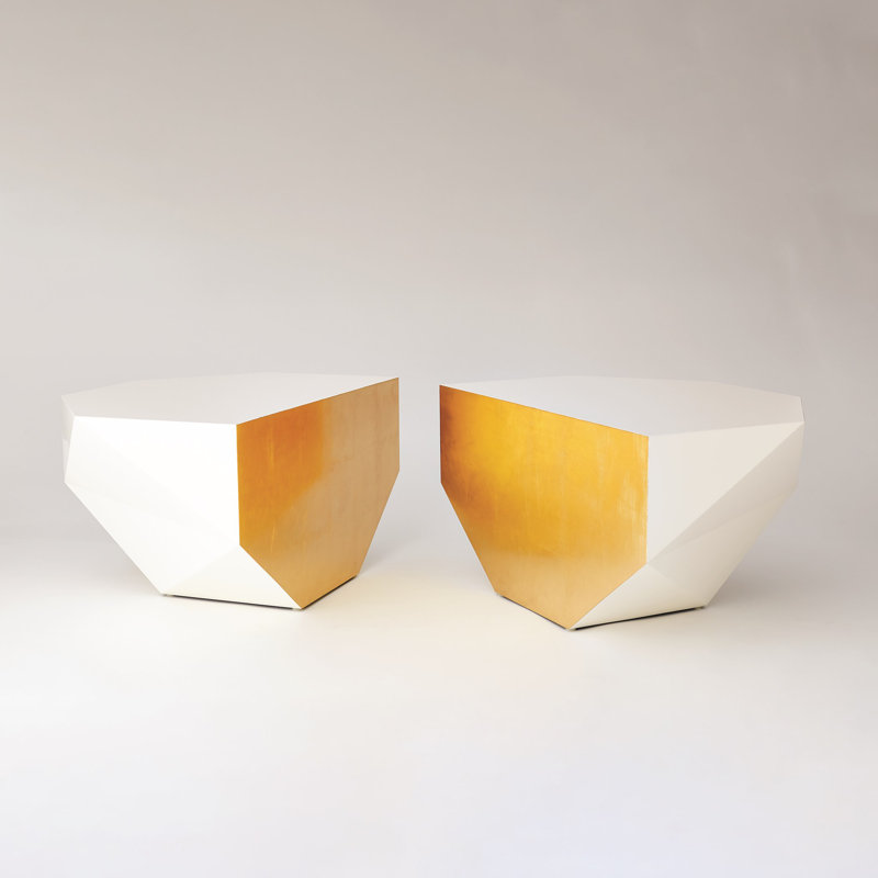 2 Piece Gema Coffee Table Set-Ivory/Gold