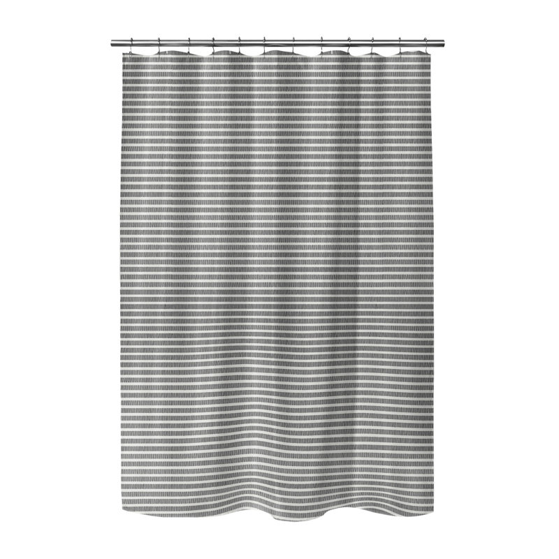 Rideau de douche ultraléger Stia, H 70 po x l 90 po, Ivoire / gris anthracite rayé 4