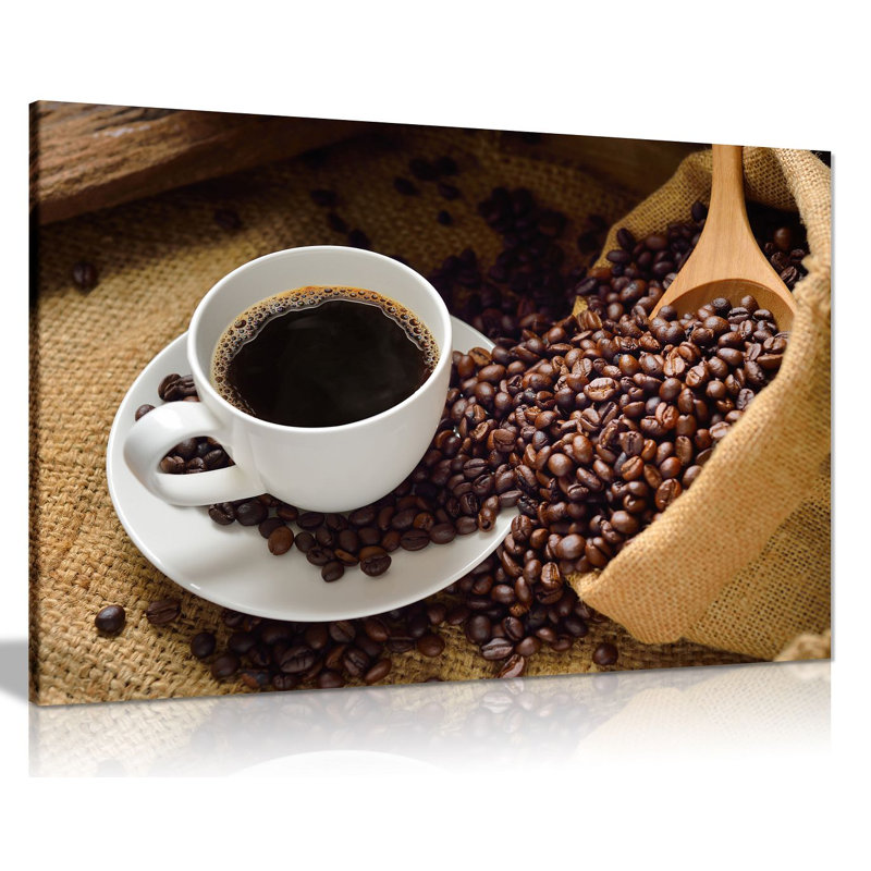 Coffee Cup & Coffee Beans Cafe Shop - Wrapped Canvas Print, 31cm H x 20cm W