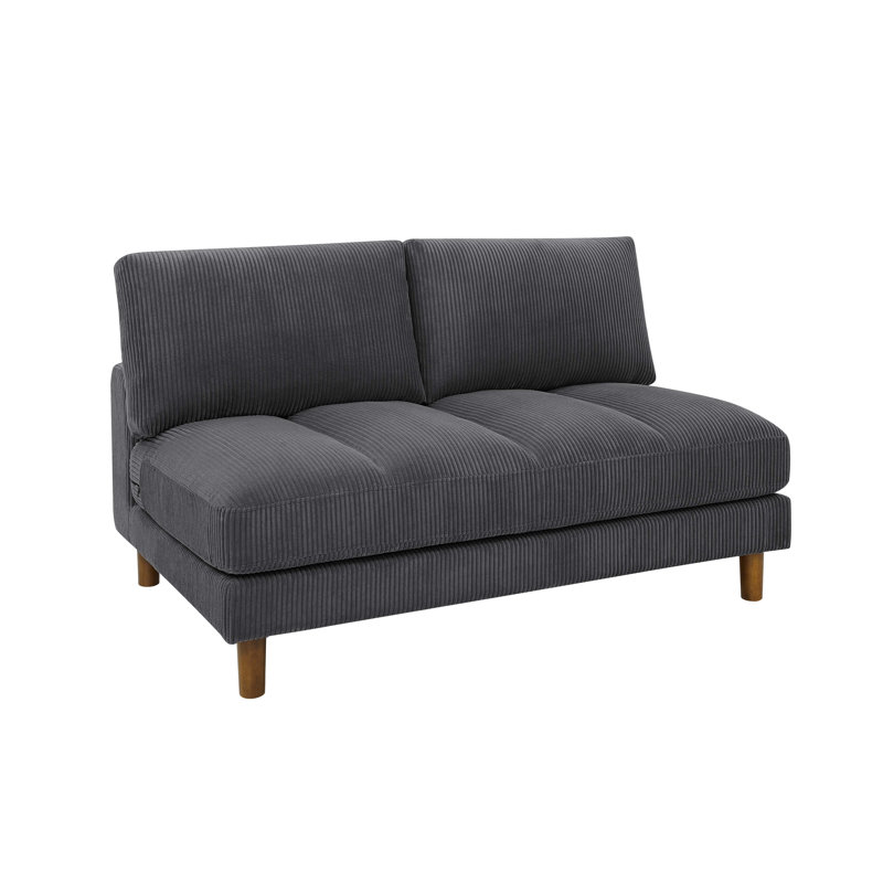 Causeuse sans accoudoirs de 57 po Waxman, Gris foncé