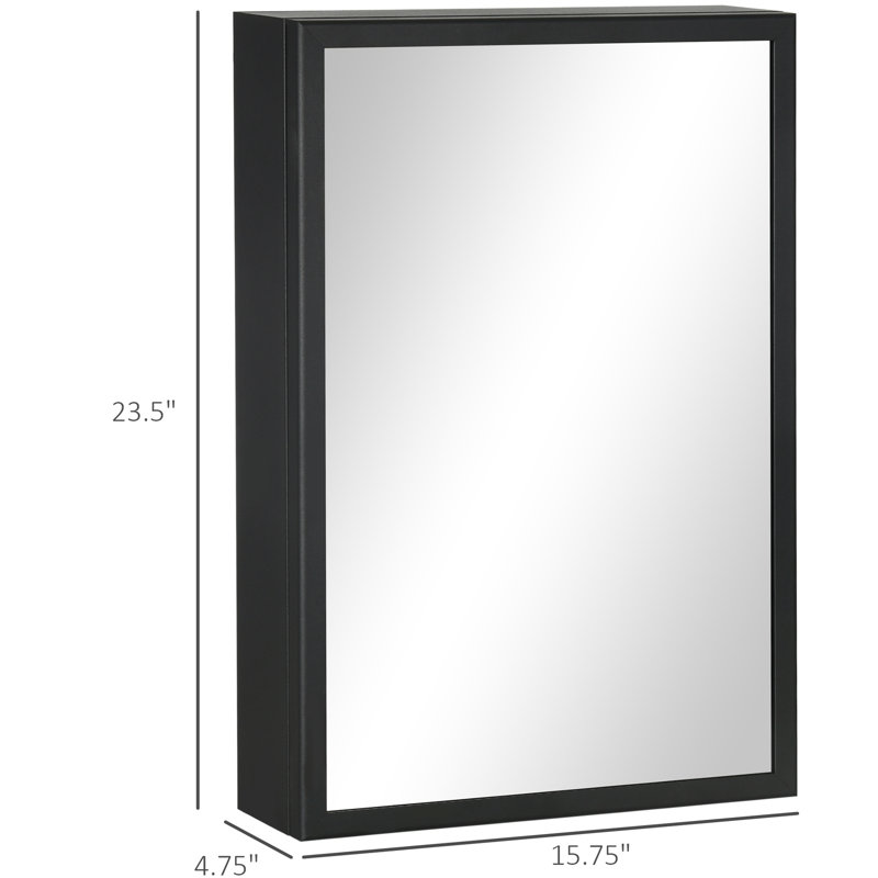 Armoire de rangement pour salle de bain avec miroir, noir - Augmentez vos options Armoire à pharmacie avec rangement, noir. Maximiser l'organisation de l'utilisation de l'espace. Matériaux en acier inoxydable et aluminium. Peut accueillir