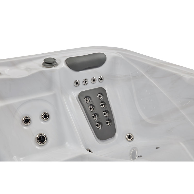 Danika 5-Person Gray Acrylic Rectangle Hot Tub with Jets and LED Lighting