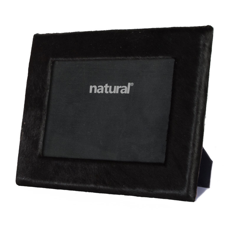 Charlee Cowhide Hanging or Tabletop Picture Frame, 5" x 7", Black