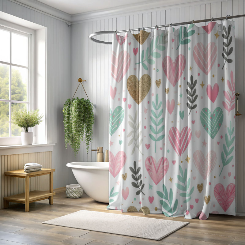 Rideau de douche standard 1 pièce Soft Heart Pop, H 74 po x l 40 po