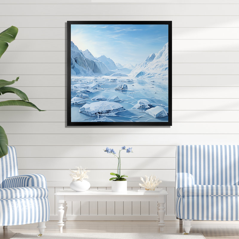 «Glacier Winter Scenery In Greenland I», reproduction sur toile, Cadre simple noir, H 30 po x l 30 po x P 1 po