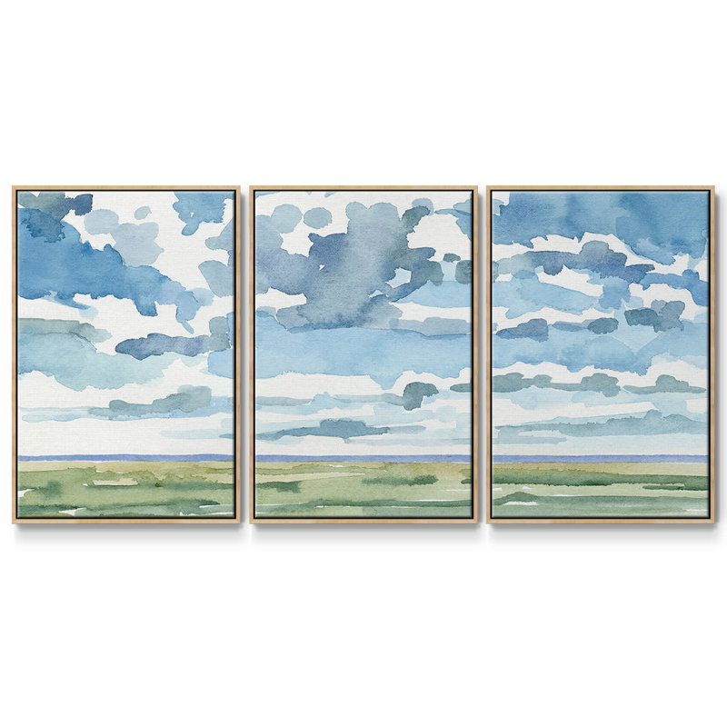 " Open Sky Study I " 3 Piece Art Print, 40" H x 78" W x 2" D, Natural