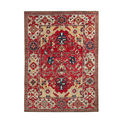 Rug & Kilim's Transitional Rug In Red And Beige-Brown Floral Pattern