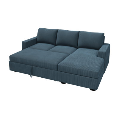 L-Shaped Sectional Sleeper With Storage Blue