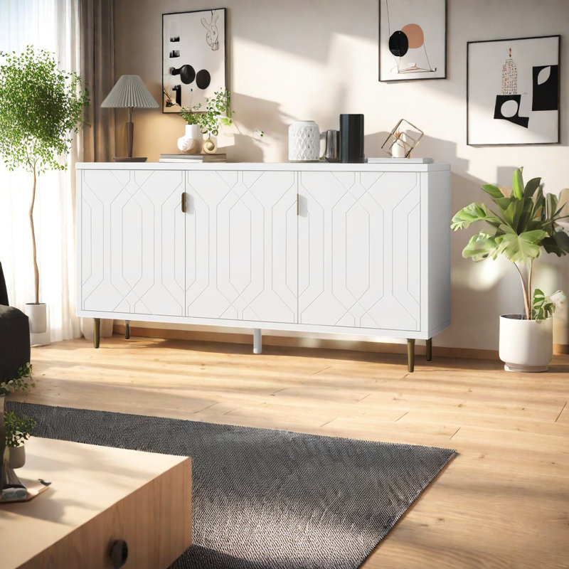 Meuble télé et meuble télé moderne avec rangement spacieux, conception en bois MDF pour le salon