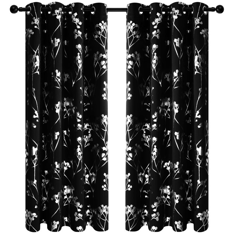 Caitlyn Blackout Curtain Pair, 66cm Width x 138cm Drop, Black
