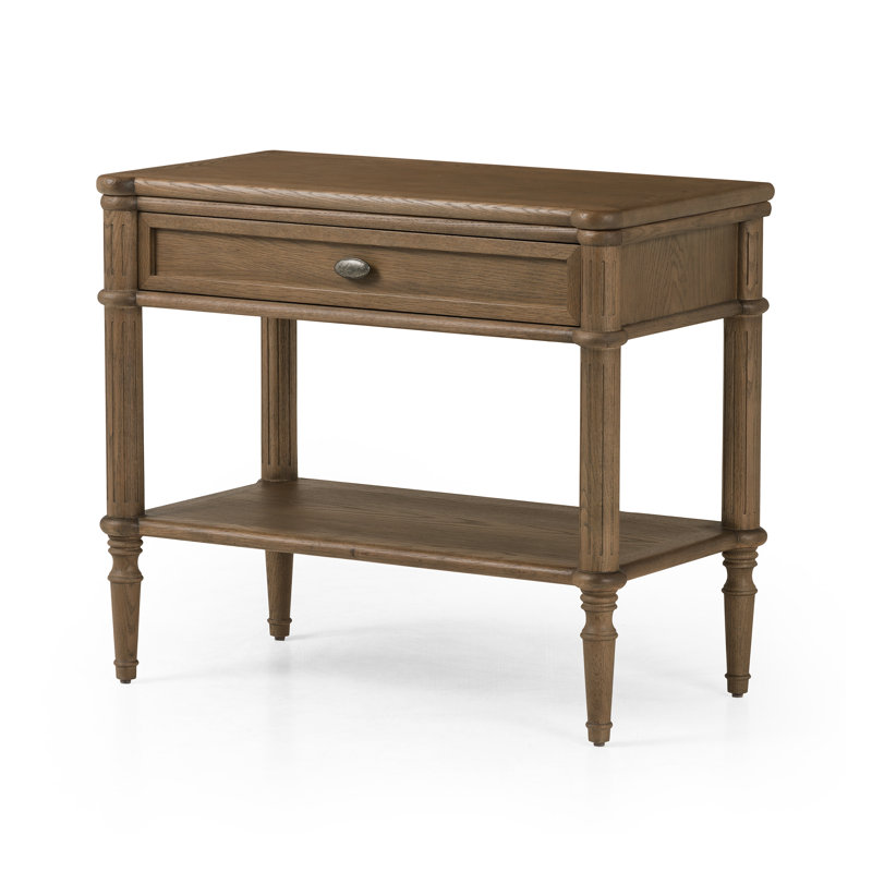 Toulouse 1 - Drawer Solid Wood Nightstand, Toasted Oak Veneer