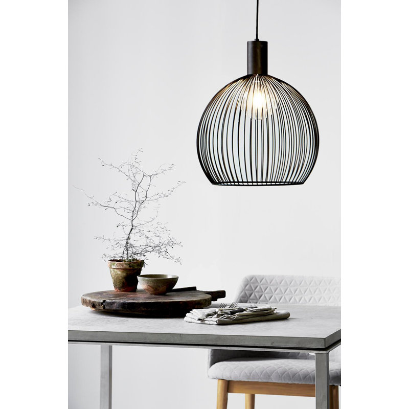1 - Light Black Sphere Pendant, 45.5cm H x 40cm W x 40cm D