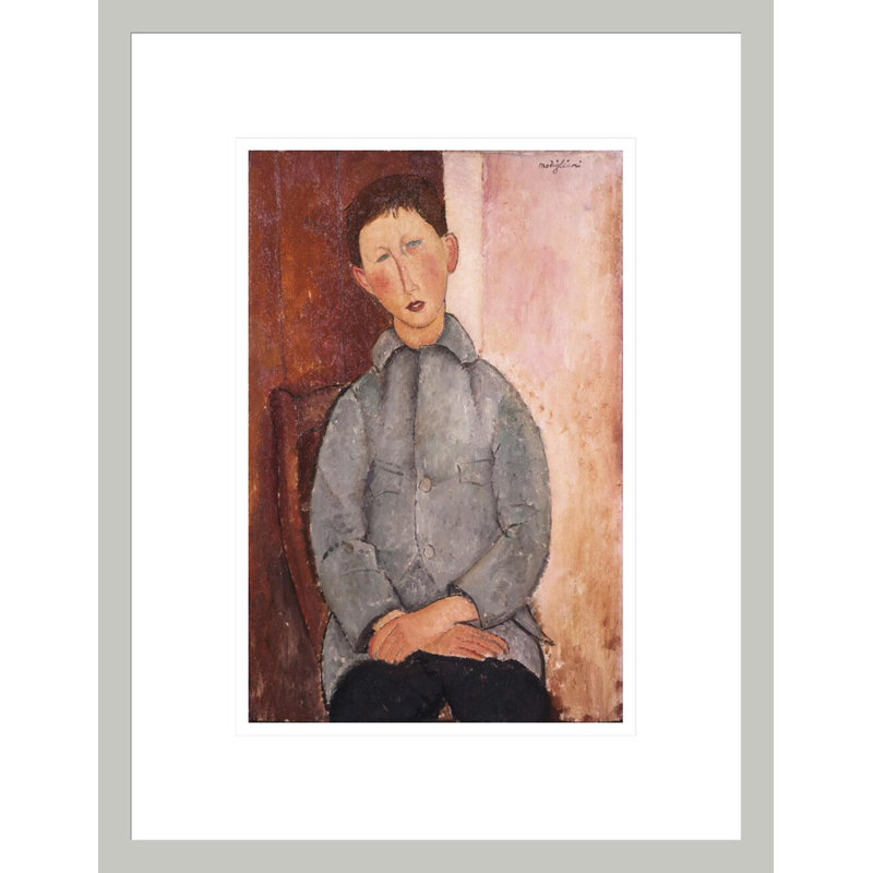 «Boy in a Blue Chemise» par Amedeo Modigliani - Impression giclée encadrée, H 16,75 po x l 12,96 po