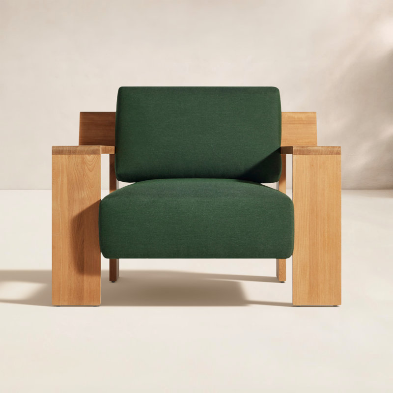 Ridge Outdoor Teak Lounge Chair, Sunbrella Ivy