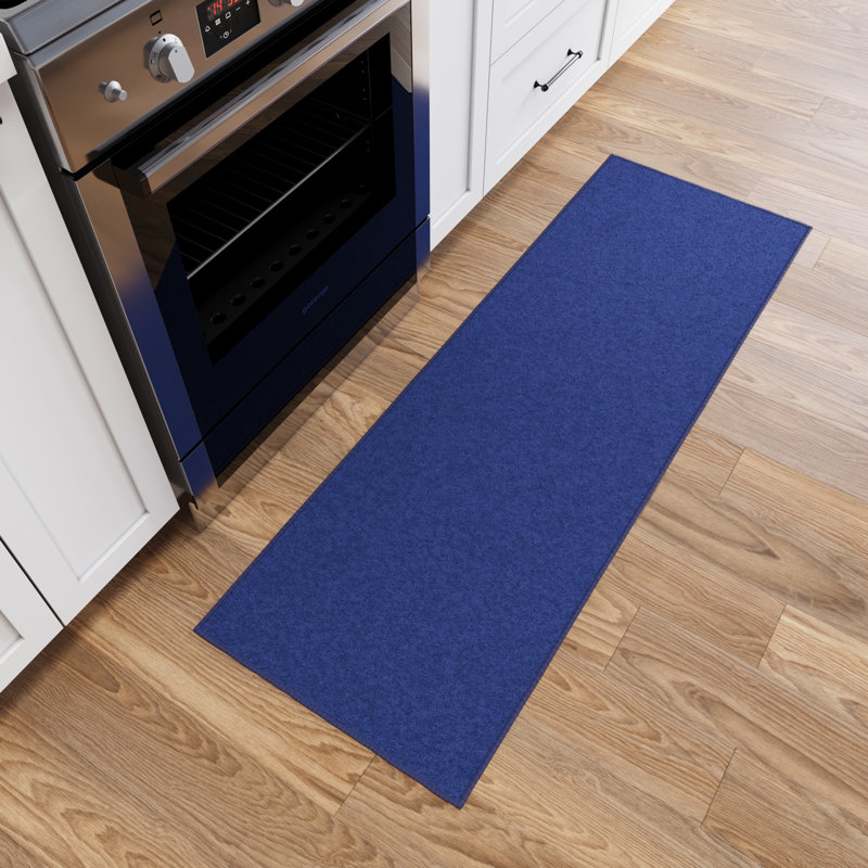Ottohome Navy Runner Rug, Navy, Runner 2'7" x 9'6"