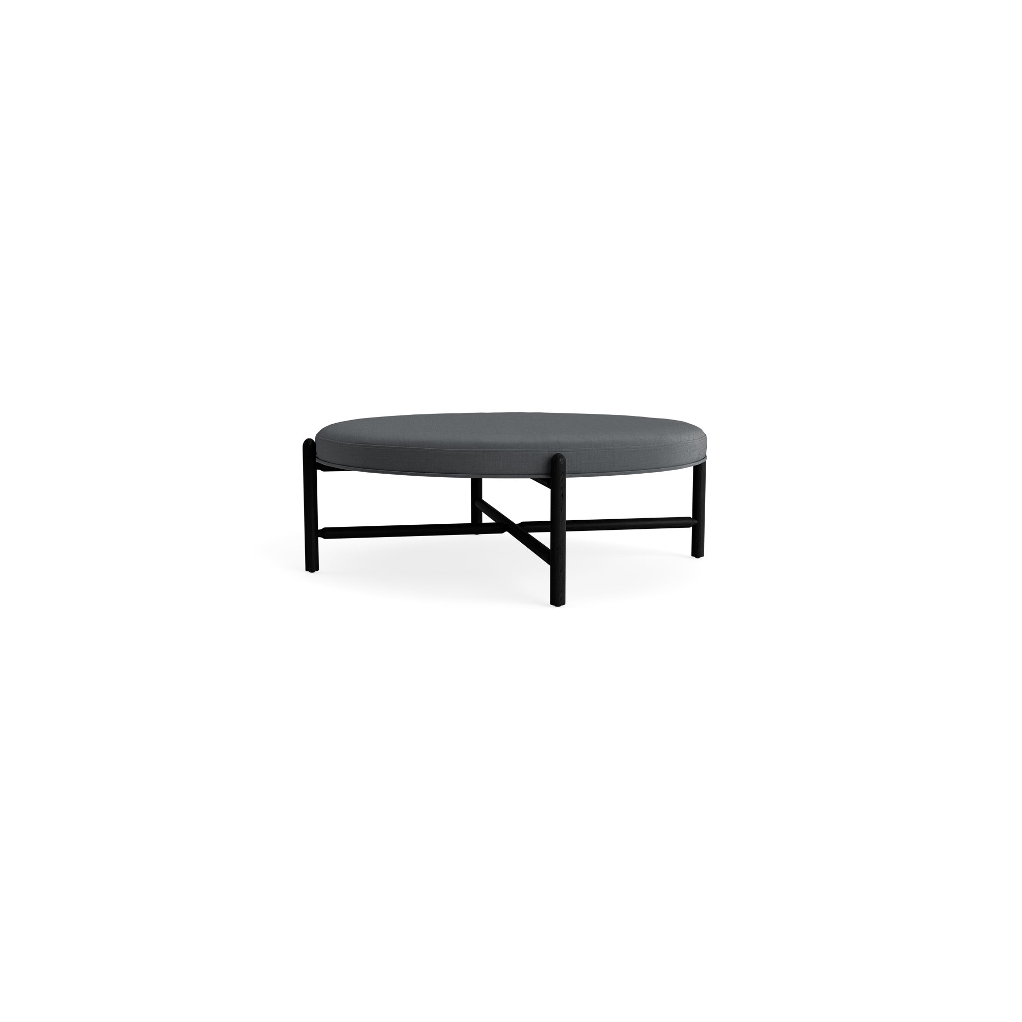 Vane 48" Round Ottoman, Black, Charcoal