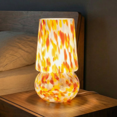 Lampe de table champignon en verre 9,8 po fabriquée à la main avec interrupteur à intensité variable et support de lampe E12 pour la chambre à coucher, le salon ou le vestibule
