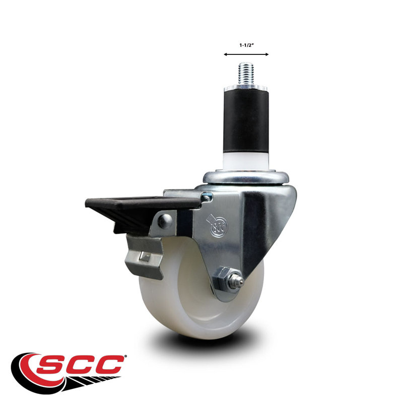 Roulettes pivotantes extensibles en nylon de 3 po 1-1 / 2 po avec frein SCC