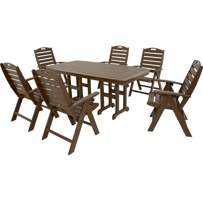 TREX Outdoors Yacht Club Highback 7-Piece Dining Set, Dark Brown