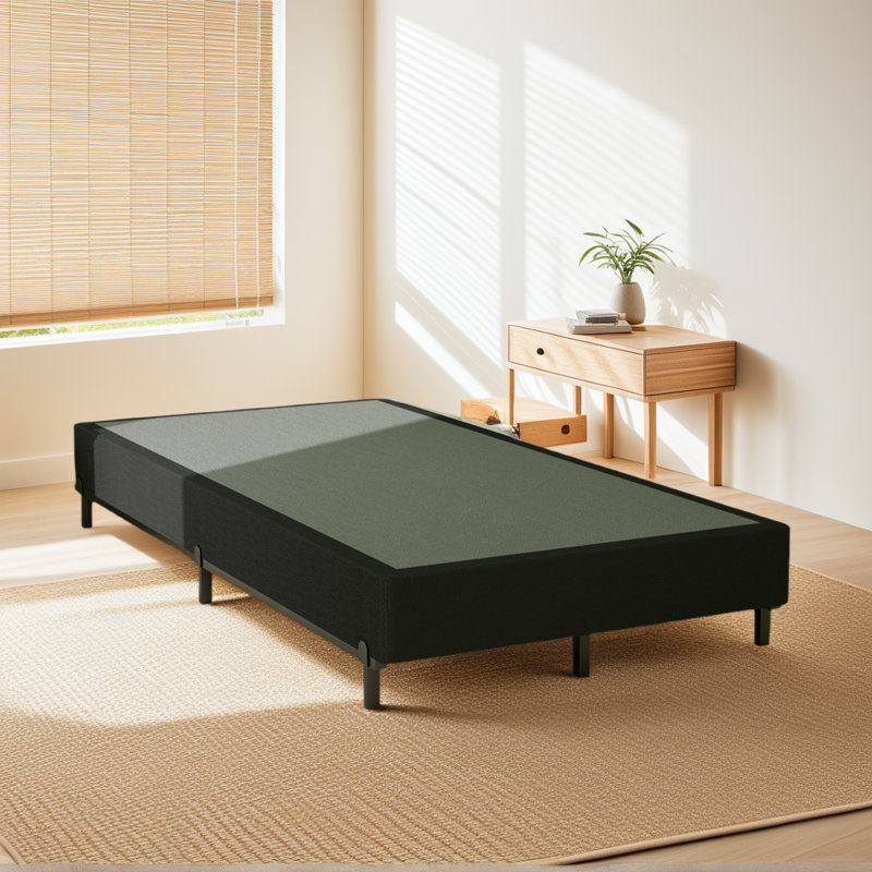 10 inch Box Spring,Heavy Duty Metal Bed Frame with Fabric Cover, 3000lbs Max Weight Capacity Bed Base Mattress Foundation, Easy Assembly, Noise Free, Black